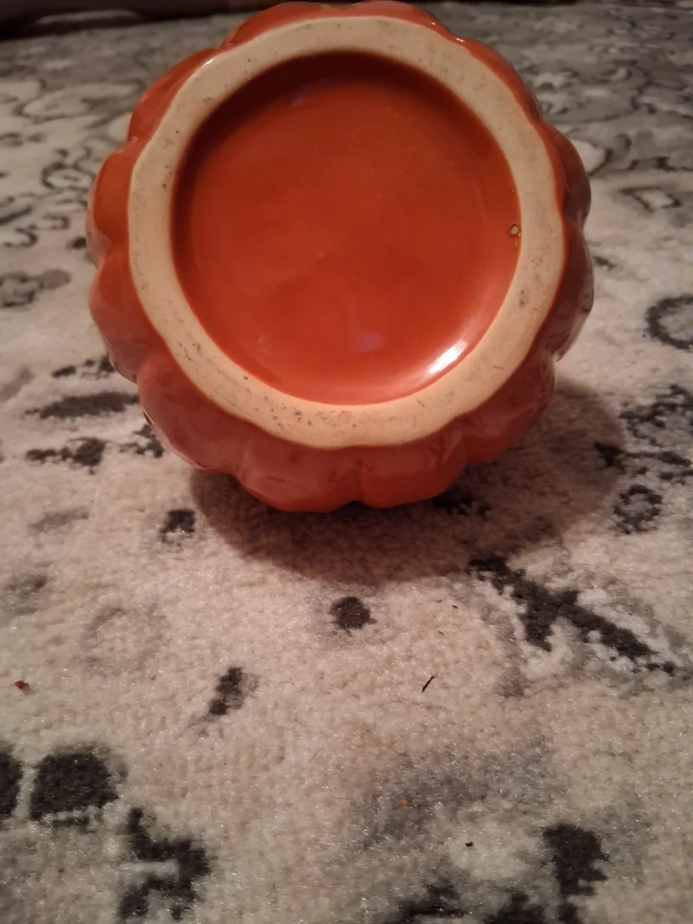 Ceramic Pumpkin Soap Dispenser - Orange with Cream Accents
